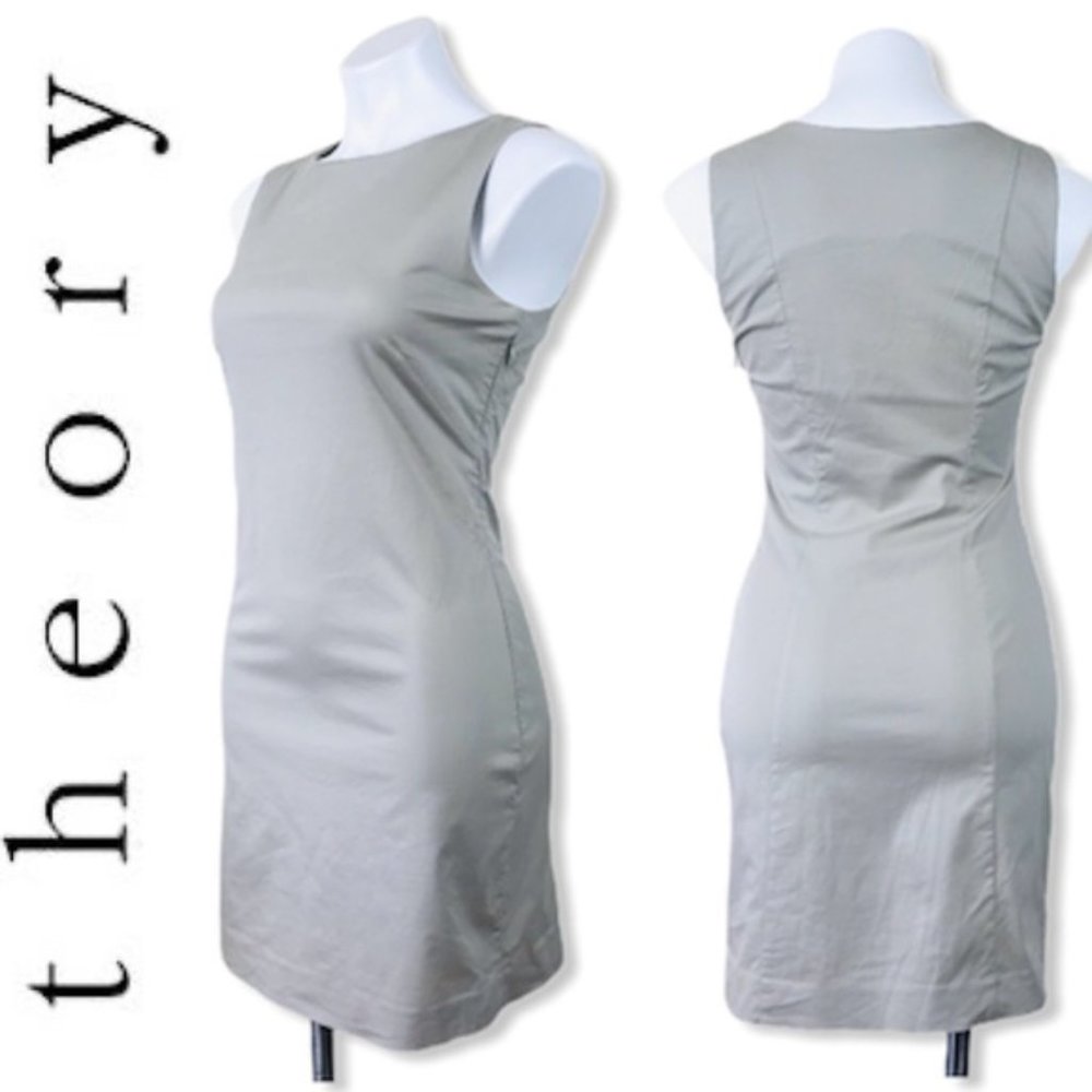 Theory Divora westside sleeveless beige dress 2